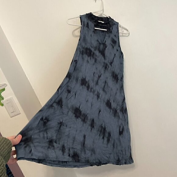 BRAEVE EVEREVER Tie Dye Swing Dress Blue Navy Sleeveless High Neck Cutout Mini - Picture 10 of 14